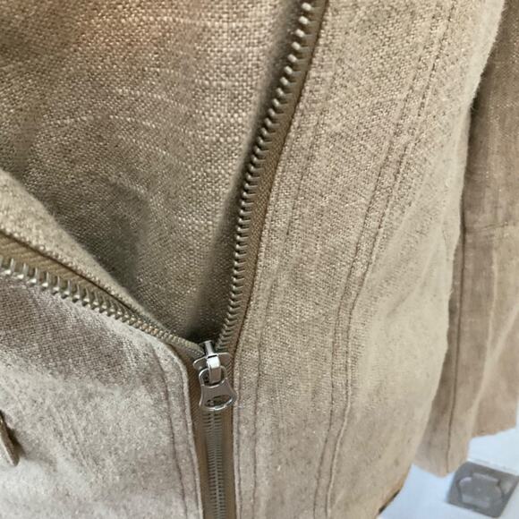 EUC Anthropologie linen embroidered zip Moto Jacket clean classic spring coastal - Picture 4 of 14